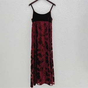 🚫Sold🚫 Vintage Dress Homecoming Maxi Formal Prom Floral Velvet Red